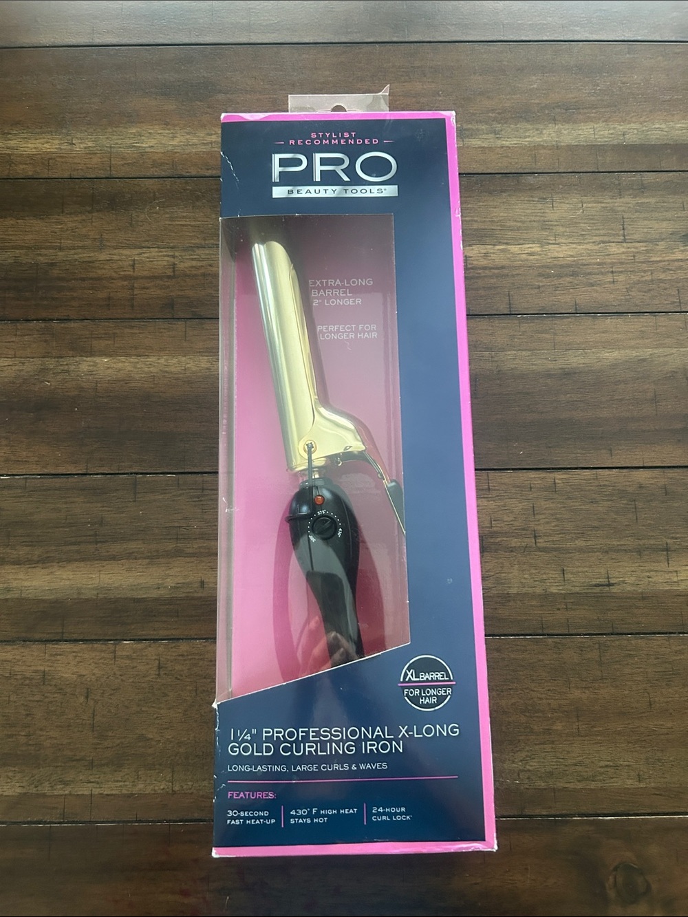 1¼" Gold Professional X-Long Curling Iron - Black Handle